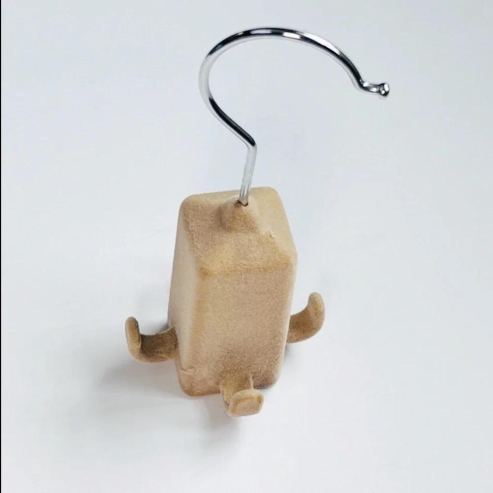 Four Hook Velvet Accessory Hanger Small Fabric Closet Organizer Tan for Tie Belt